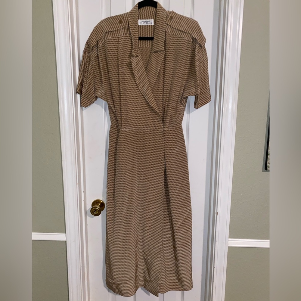 100% Silk‎ Vintage Houndstooth Wrap Dress
